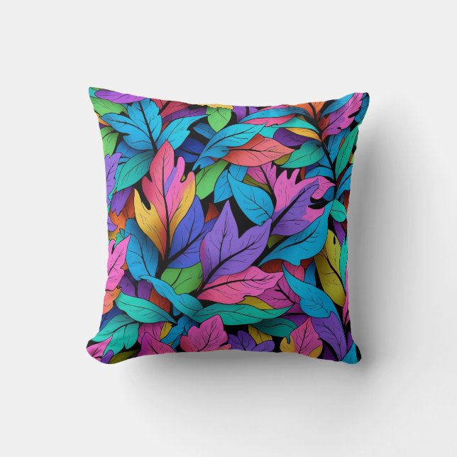 Abstrakt för  av färgstarka Löv Kudde (Framsida)