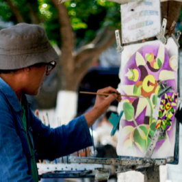 Abstrakt för bisarr Passiflora Flower Geometric Ar Canvastryck