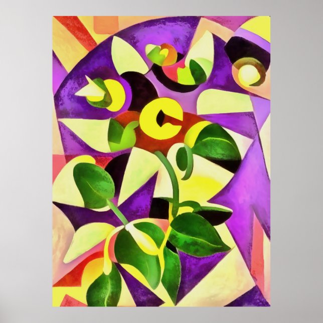 Abstrakt för bisarr Passiflora Flower Geometric Ar Poster (Framsidan)