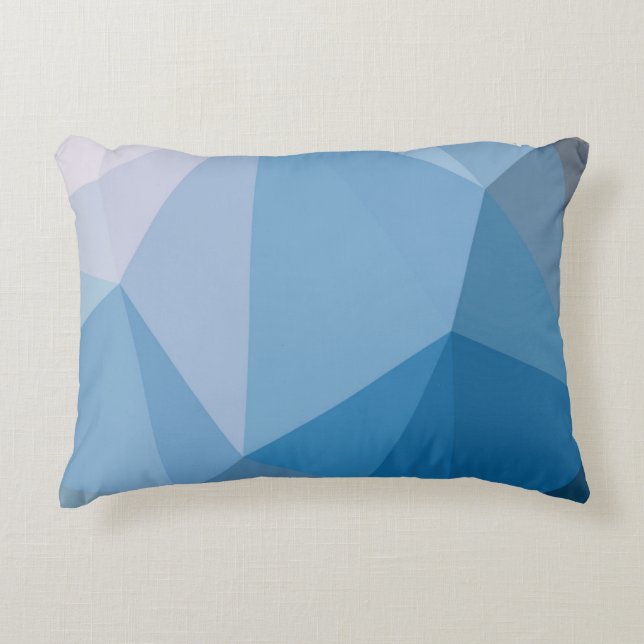 Abstrakt för blå triangel prydnadskudde (Framsidan)