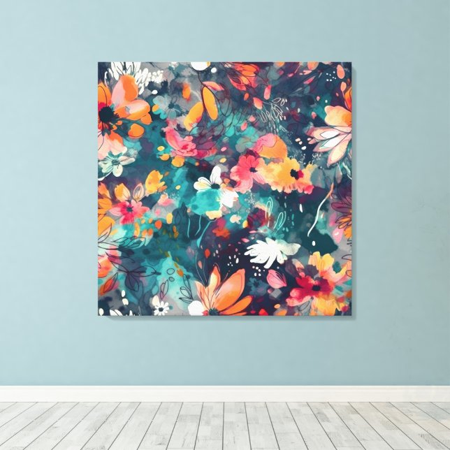 Abstrakt för Blommigt av briljant skalning och Mul Canvastryck (Insitu (trägolv))