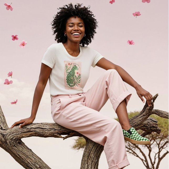 Abstrakt för Blommigt av  för gigantisk vattenfärg T Shirt (Girly Watercolor Floral Abstract Checkered Cheetah Tri-Blend Shirt)