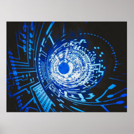 Abstrakt för Blue Circuit Board Poster
