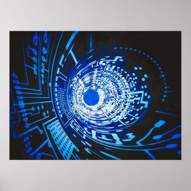 Abstrakt för Blue Circuit Board Poster (Framsidan)