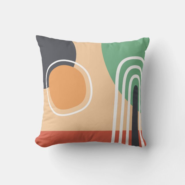 Abstrakt för bohemiansk konst, regnbåge och sol kudde (Framsida)