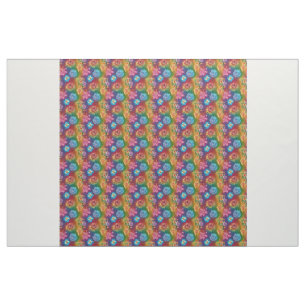 Abstrakt för Bright Colorful Blommönster Tyg