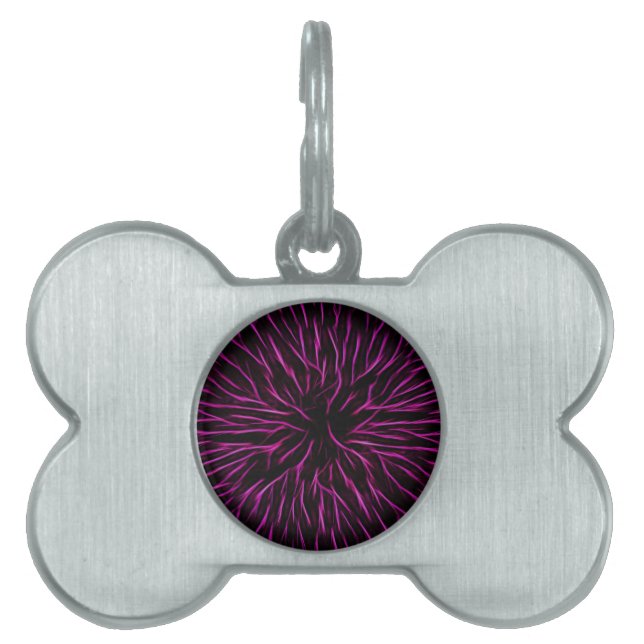 Abstrakt för Bright Funky Shock rosa Firecracker ID-bricka Husdjur (Framsidan)
