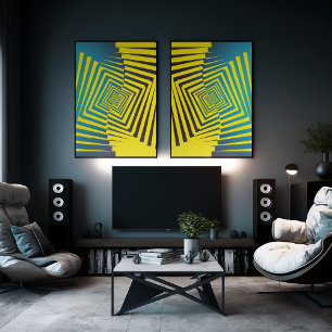 Abstrakt för Bright Gult Grönt Jungle Stil Mönster Poster