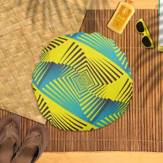 Abstrakt för Bright Gult Grönt Jungle Stil Mönster Rund Kudde