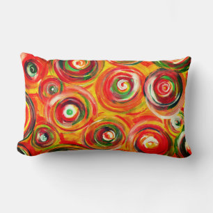 Abstrakt för Bright Warm Circles and Swirls Origin Lumbarkudde