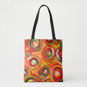 Abstrakt för Bright Warm Circles and Swirls Origin Tygkasse
