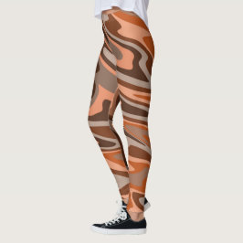 Abstrakt för brun orange av trendig vågigt leggings