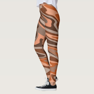 Abstrakt för brun orange av trendig vågigt leggings