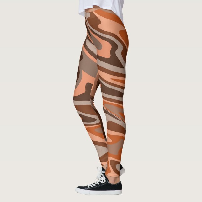 Abstrakt för brun orange av trendig vågigt leggings (Vänster)