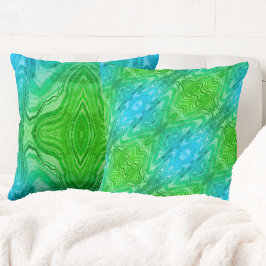 Abstrakt för Chicen Bright Blue och Grönt Boho Kudde