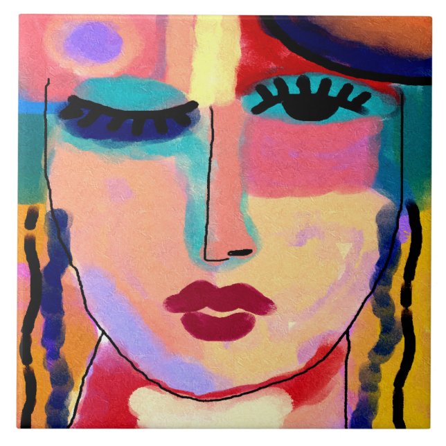 Abstrakt för digitalmålning med blandade funktione kakelplatta (Framsidan)