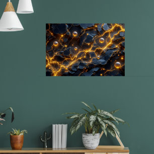 Abstrakt för elenergi med Golden Lightning Poster