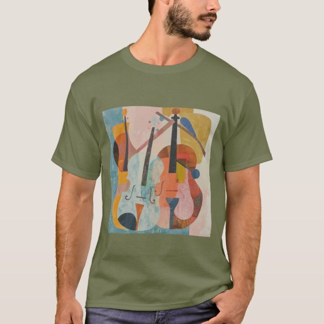 Abstrakt för färgad Dubbla Bass T Shirt (Framsida)