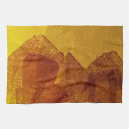 Abstrakt för färgläggning av gult med röd orange kökshandduk