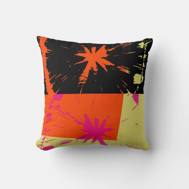 Abstrakt  för färgning av Funkyn orange Red Black  Kudde (Framsida)