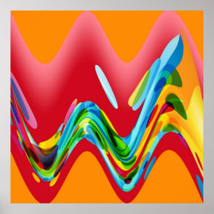 Abstrakt för färgning av Retro-Funky-målning Poster