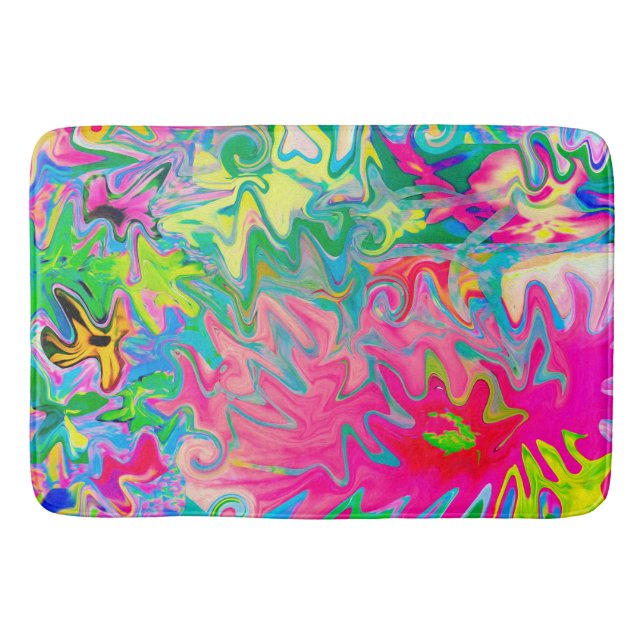 Abstrakt för färgstark Blomsterträdgård Badrumsmatta (Framsidan)