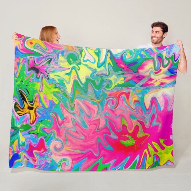 Abstrakt för färgstark Blomsterträdgård Fleecefilt (På plats)