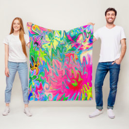 Abstrakt för färgstark Blomsterträdgård Fleecefilt