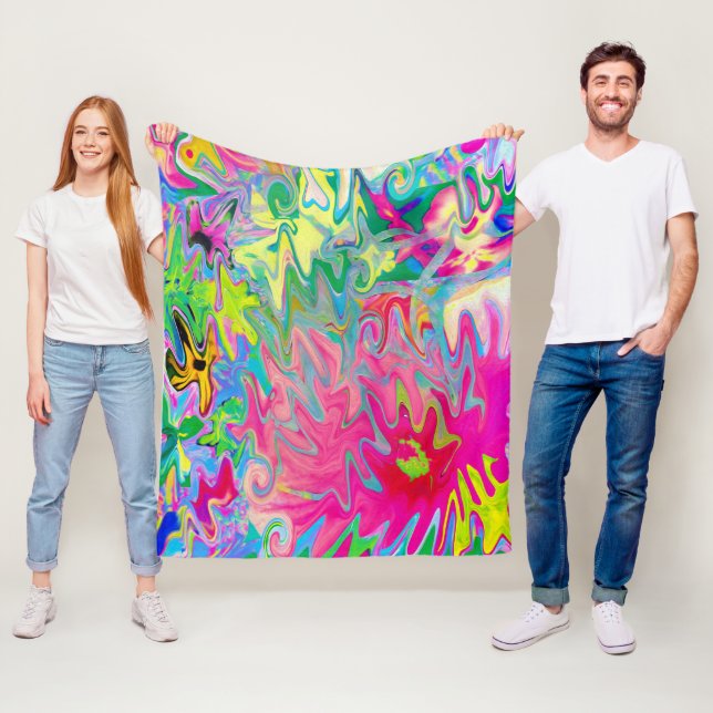 Abstrakt för färgstark Blomsterträdgård Fleecefilt (På plats)