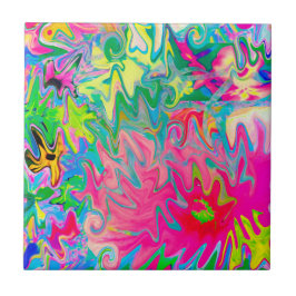 Abstrakt för färgstark Blomsterträdgård Kakelplatta