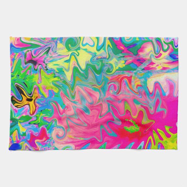 Abstrakt för färgstark Blomsterträdgård Kökshandduk (Horisontell)