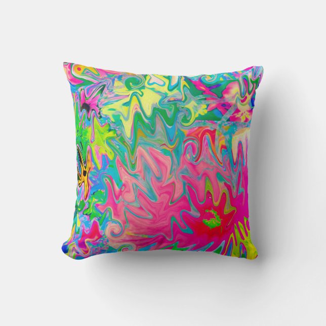 Abstrakt för färgstark Blomsterträdgård Kudde (Framsida)