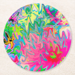 Abstrakt för färgstark Blomsterträdgård Underlägg Papper Rund