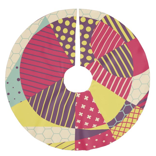 Abstrakt för färgstark geometrisk design julgransmatta borstad polyester (Framsidan)