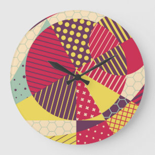 Abstrakt för färgstark geometrisk design stor klocka