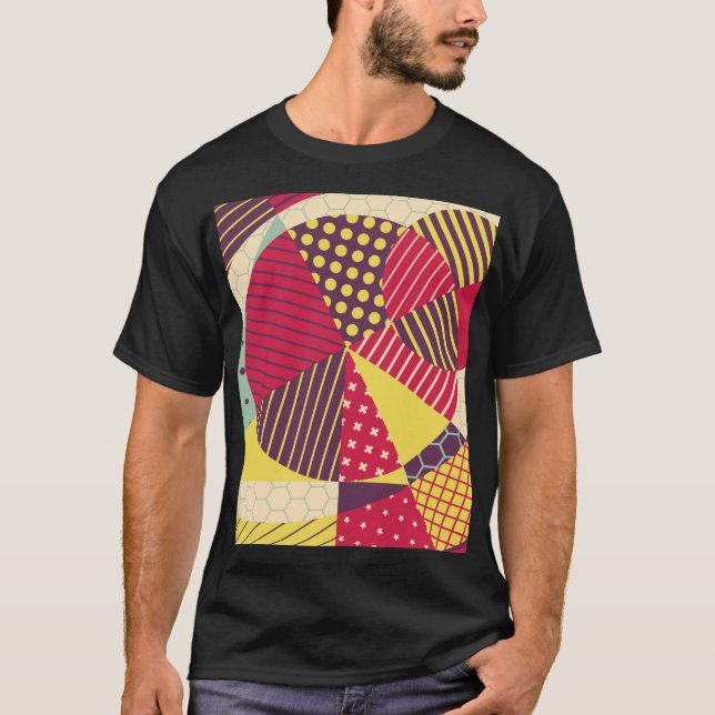 Abstrakt för färgstark geometrisk design t shirt (Framsida)