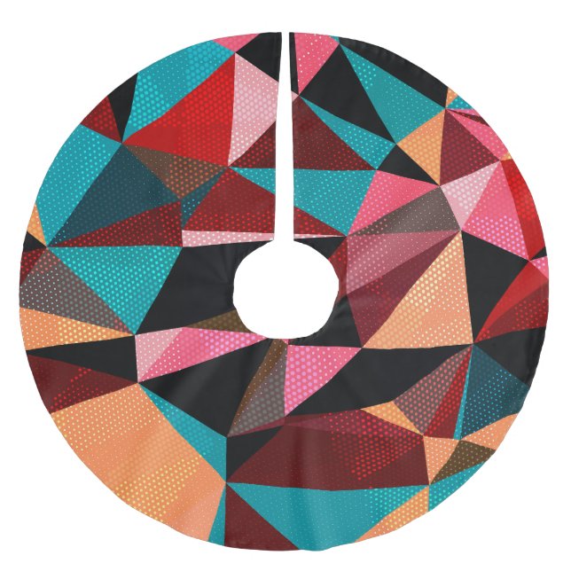 Abstrakt för färgstark geometrisk triangel julgransmatta borstad polyester (Framsidan)