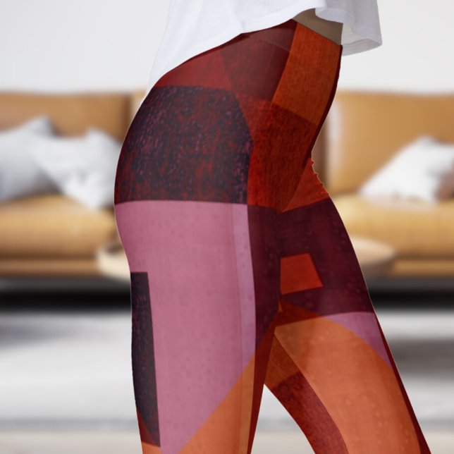 Abstrakt för fet färgad Ben Skriv ut Leggings (Red Legs)