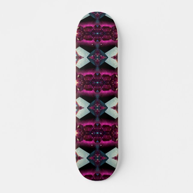Abstrakt för fetstilt Shock rosa Geometric Mönster Mini Skateboard Bräda 18,5 Cm (Framsida)