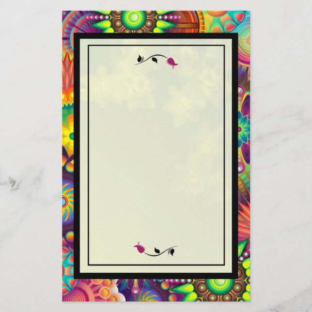 Abstrakt för flerfärgad konsthandling med Röd ros Brevpapper (Framsida)