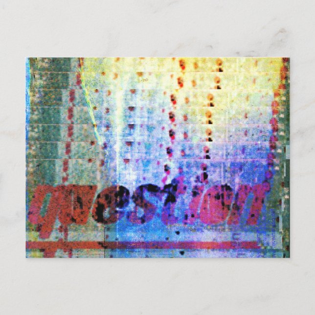 abstrakt för frågeskollage vykort (Framsida)