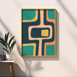 Abstrakt för Funky i mitten av århundradet, kalk, Poster
