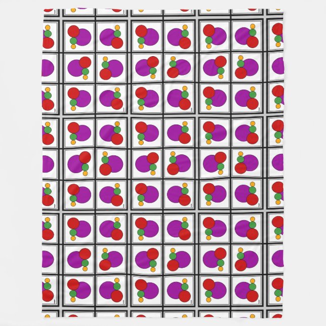 Abstrakt för fyrkanter och cirklar fleecefilt (Framsidan)