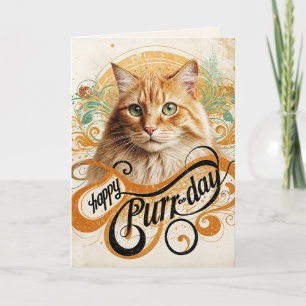 Abstrakt för Ginger Cat från födelsedagen Kort