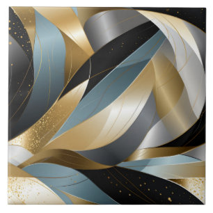 Abstrakt för Graphic Vector Guld Black Silver Kakelplatta