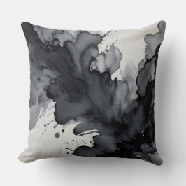 Abstrakt för grått och svart vattenfärg kudde
