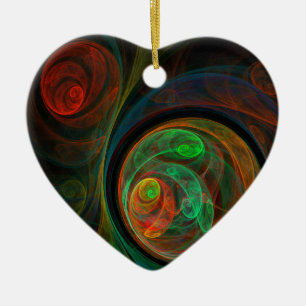 Abstrakt för Grönt av återfödsel Art Heart Ornamen Julgransprydnad Keramik