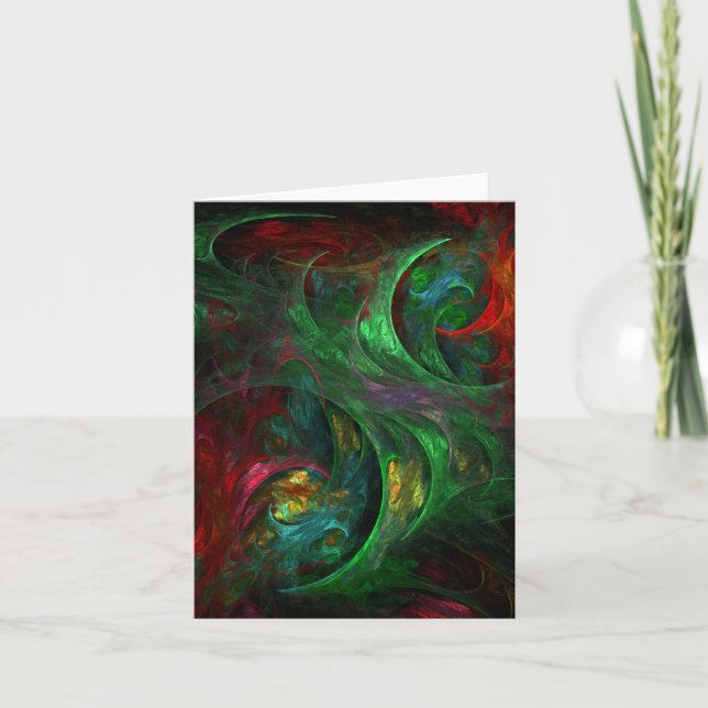 Abstrakt för Grönt av Genesis Grönt Art Note Card Kort (Framsida)