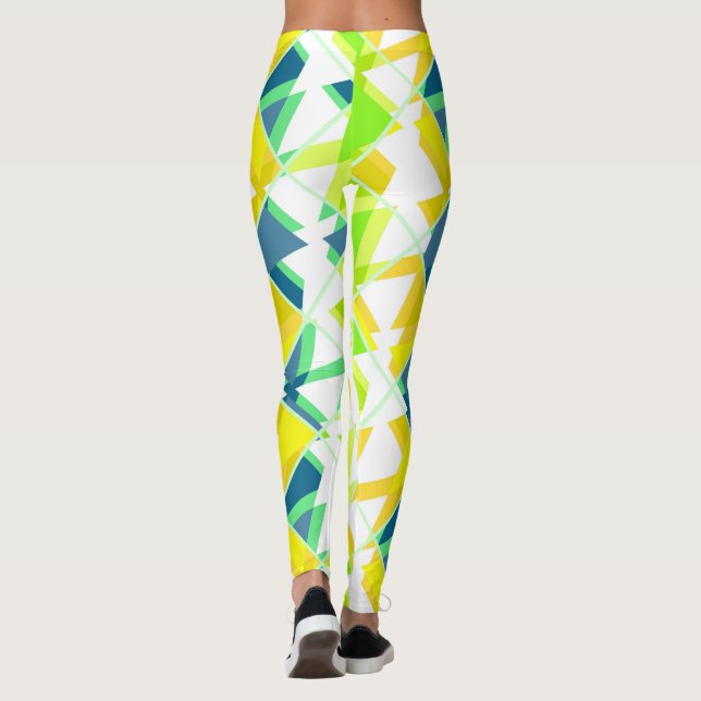 abstrakt för grönt av gult leggings (Baksida)