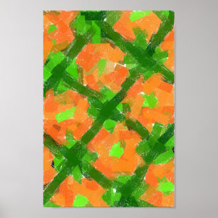 Abstrakt för grönt och Orange Modern Art Poster